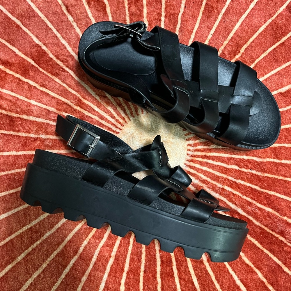 Black Strappy Platform Sandals